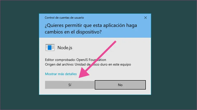 Ventana de seguridad de Windows antes de instalar un programa.