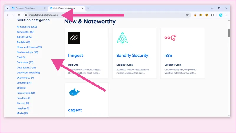 Marketplace de DigitalOcean: catálogo de aplicaciones optimizadas