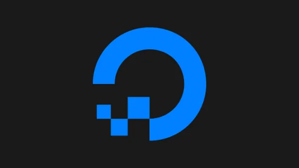 Logo Oficial de Digital Ocean en fondo negro y Logo de color azul